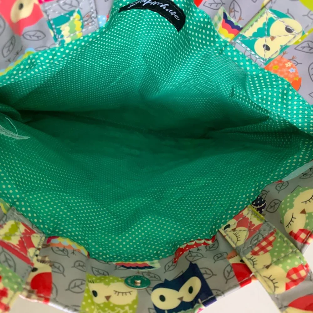 Paperchase Fun Owl Leaves Print Tote Bag Gray Multicolor PVC Shopper ~ 12